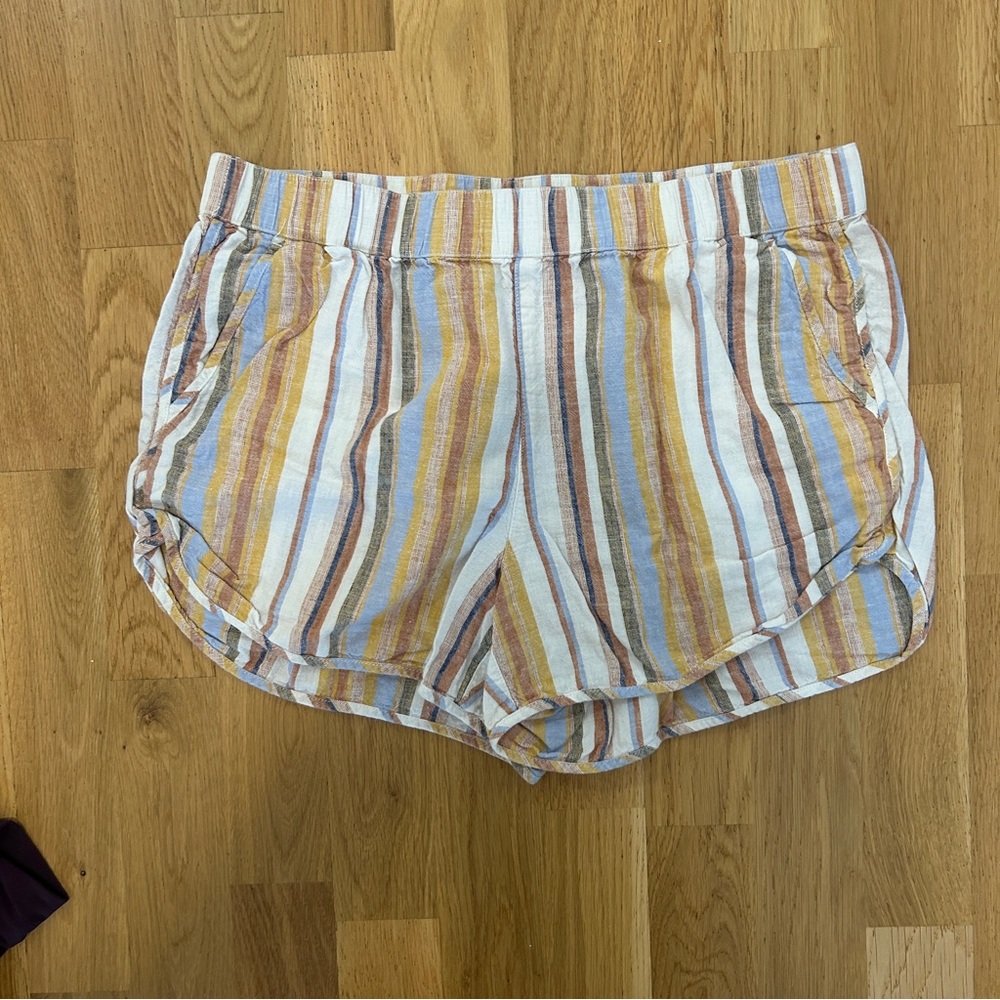 Madewell striped linen cotton pull on shorts